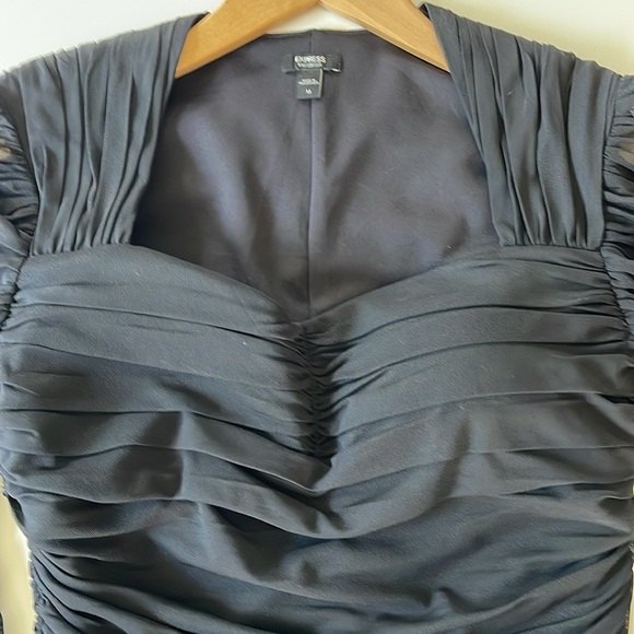 Express. Brand new. Never worn. Black ruched sweetheart top - Picture 2 of 2